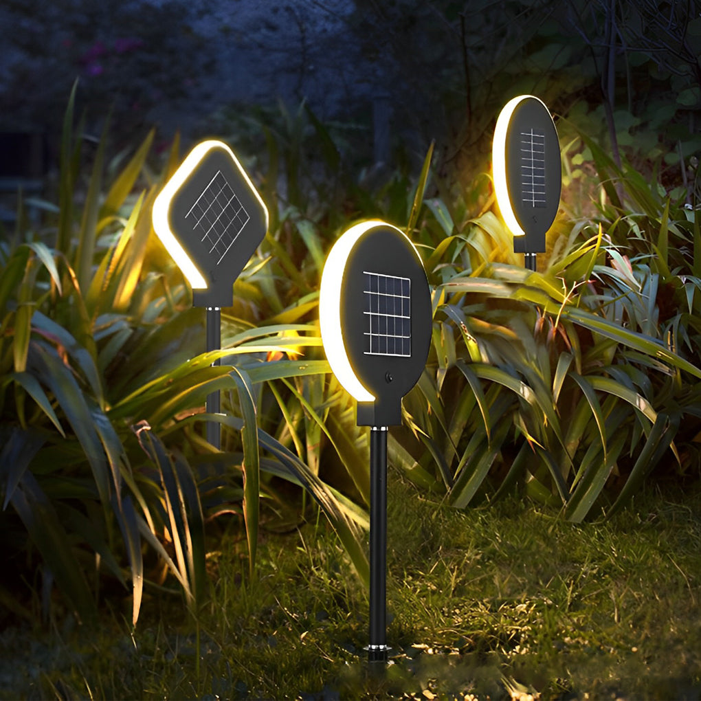 Contemporary Black Circular Solar LED Garden Light for Outdoor Spaces