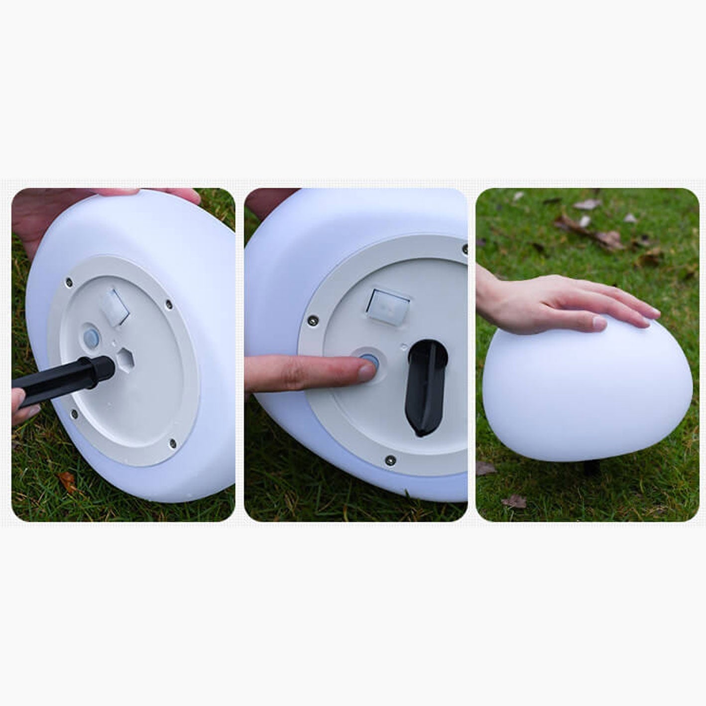 Bright White Solar-Powered Waterproof PE Spherical LED Lawn Lights