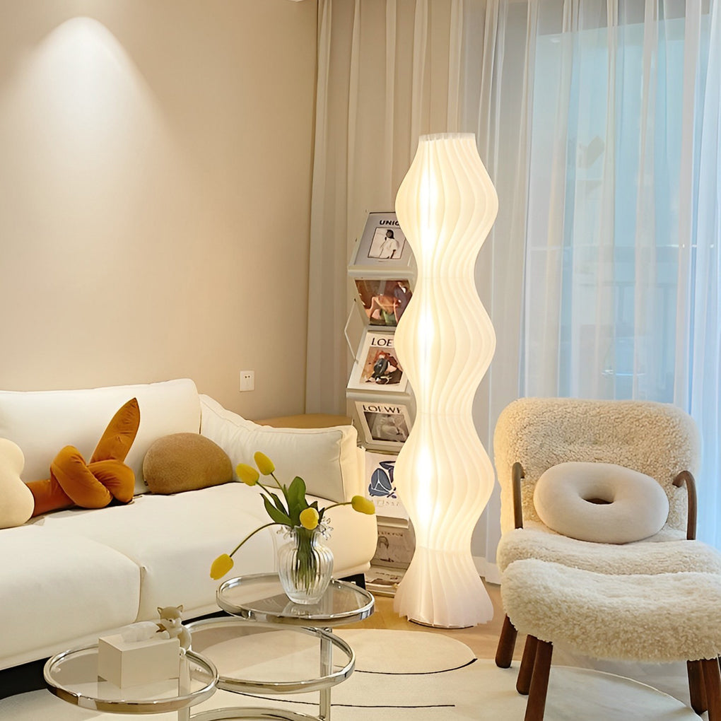 Modern Coastal Wavy White LED Floor Lamp for Beachy Living Room Decor