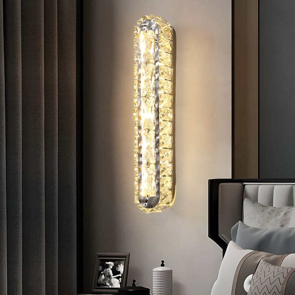 Modern Crystal LED Wall Sconce Lamp with Three-Step Dimming for Living Room