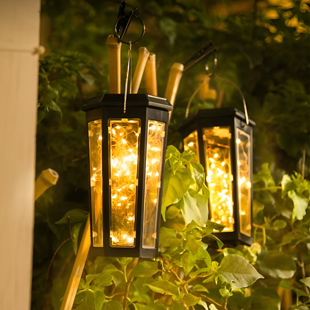 Set of 2 Solar-Powered Hexagonal LED Lawn Lights with Motion Sensor