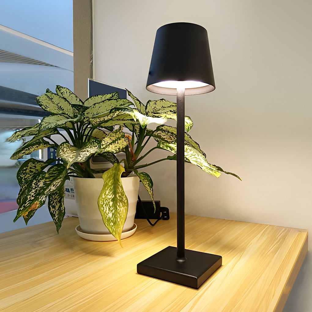 Stylish Aluminum Portable Rechargeable Touch-Control Table Lamp - Grey