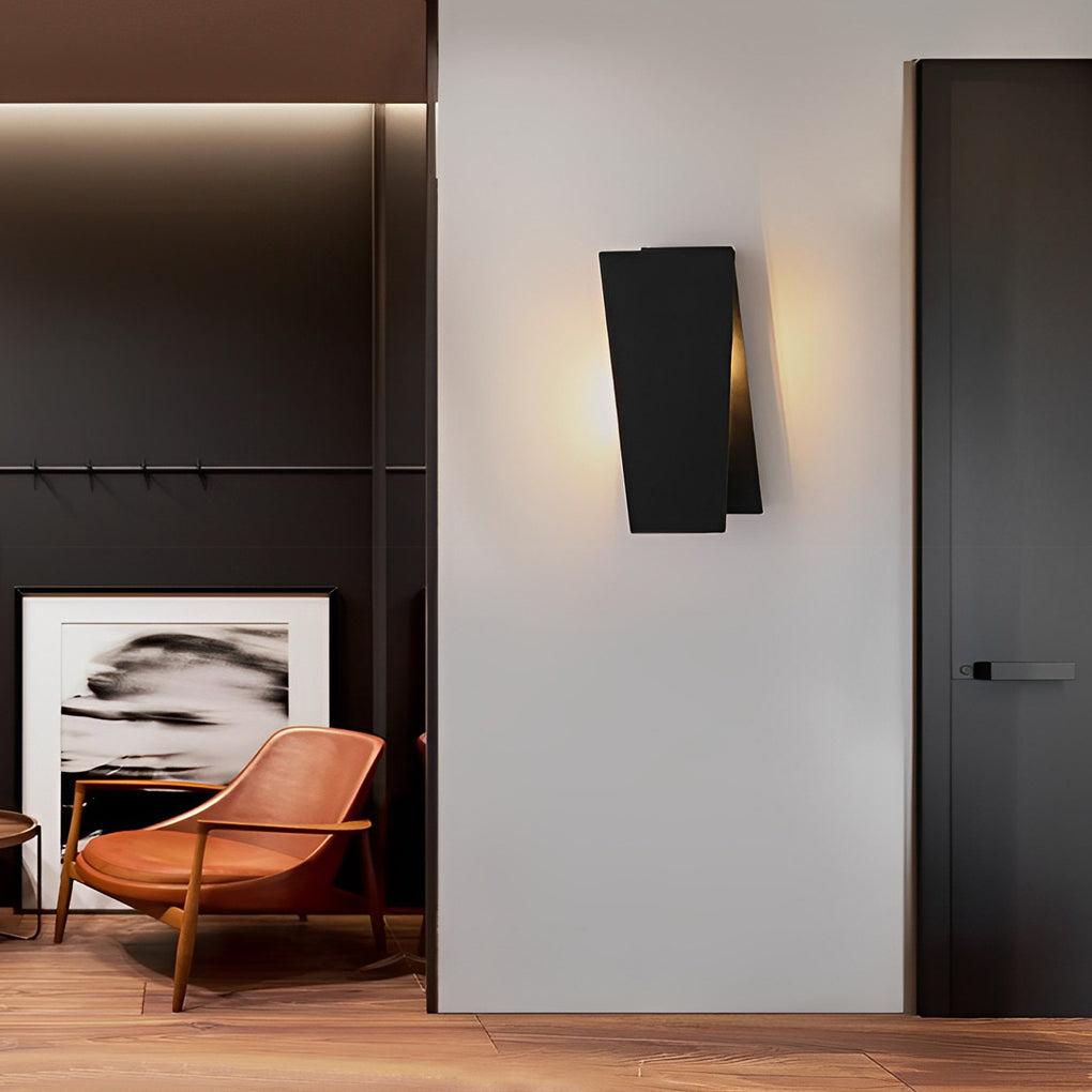 Modern Black Iron Folding Rectangular LED Wall Lamp for Living Spaces