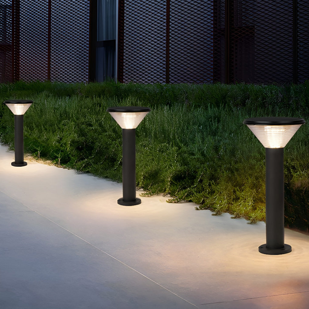 Sleek Black Cylindrical Solar LED Pathway Light for Outdoor Gardens