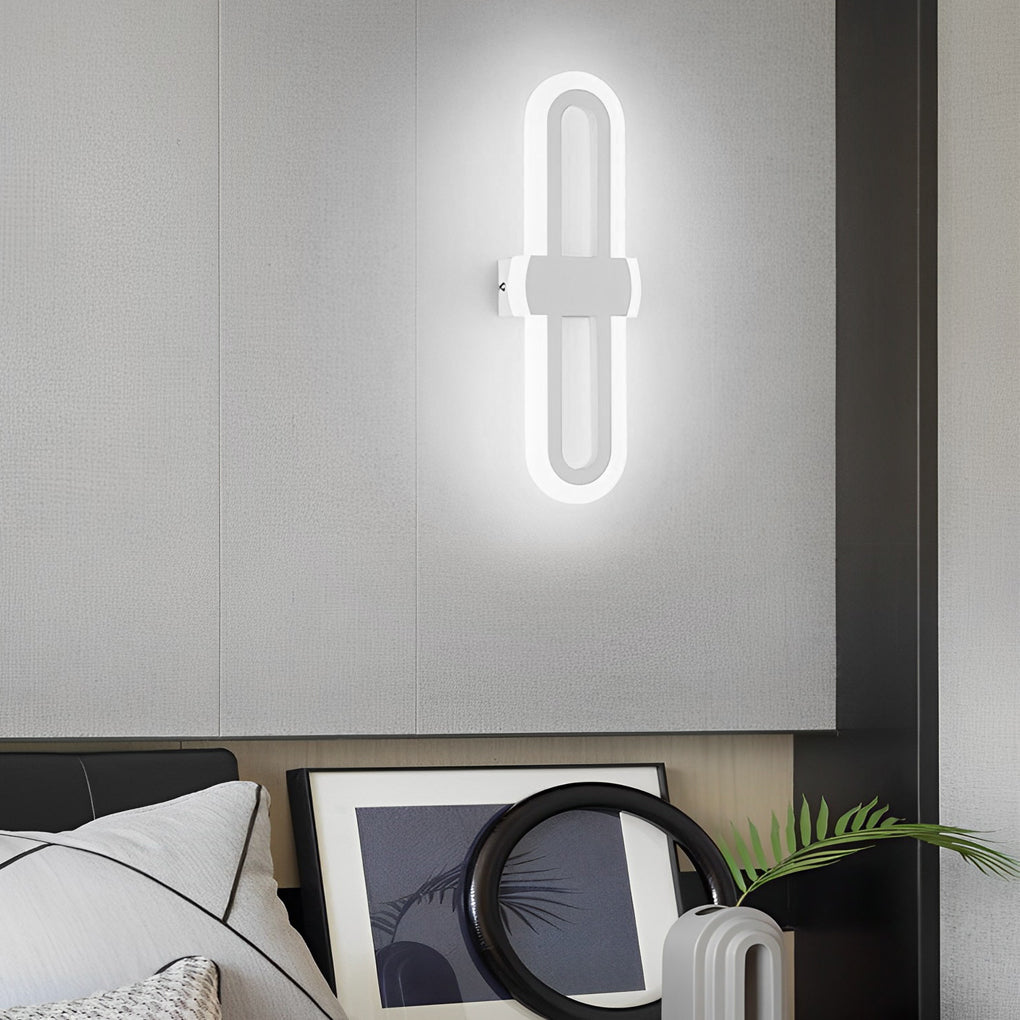 Modern White LED Rounded Rectangular Wall Sconce for Living Room