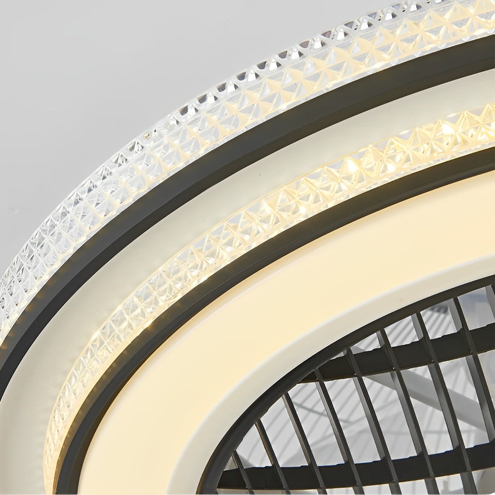 Smart Bladeless Ceiling Fan with LED Light - Modern White Design for Living Room