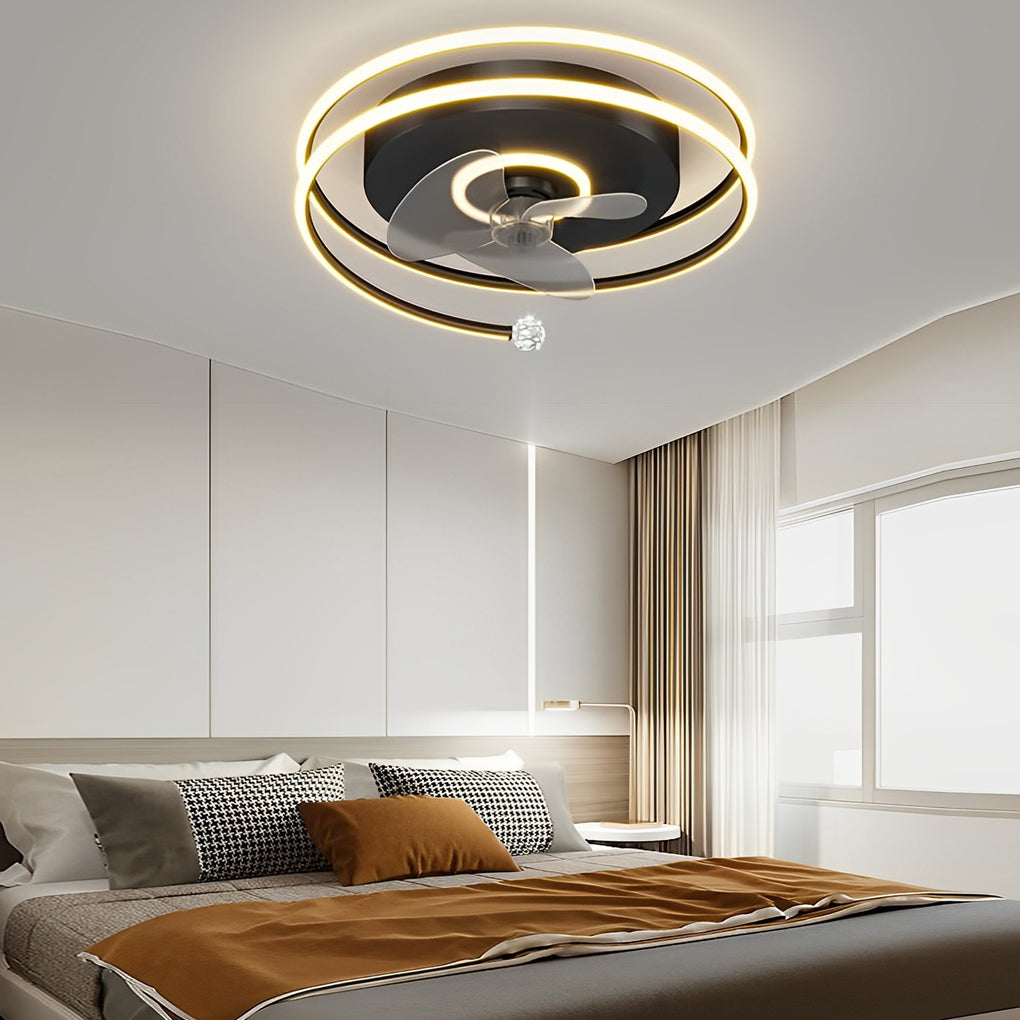 Modern White Bladeless LED Ceiling Fan Light for Living Room, Bedroom