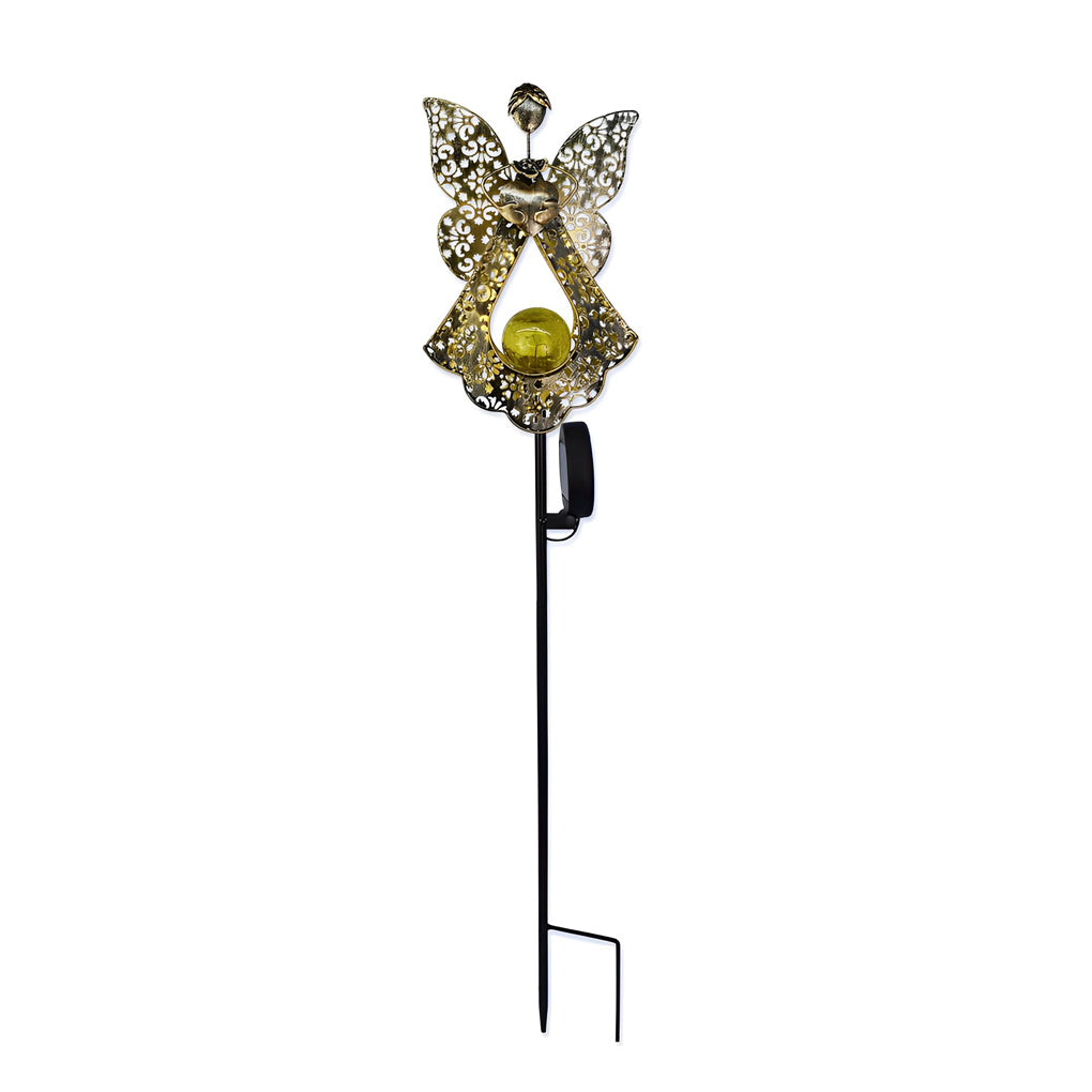 Artistic Solar Garden Light with Hollow Moon & Sun Flame Iron Design