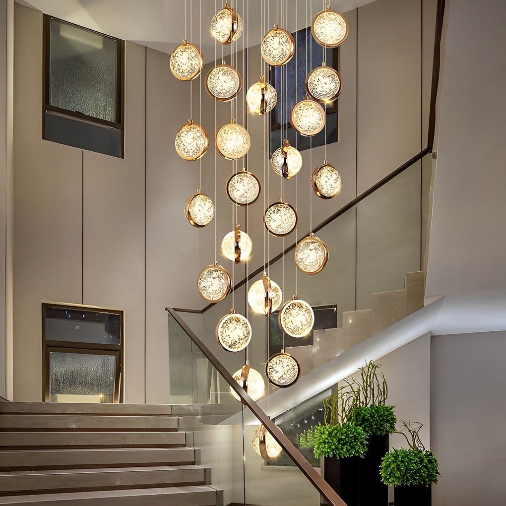 Adjustable Modern Crystal Cluster Chandelier for Luxury Staircase Lighting