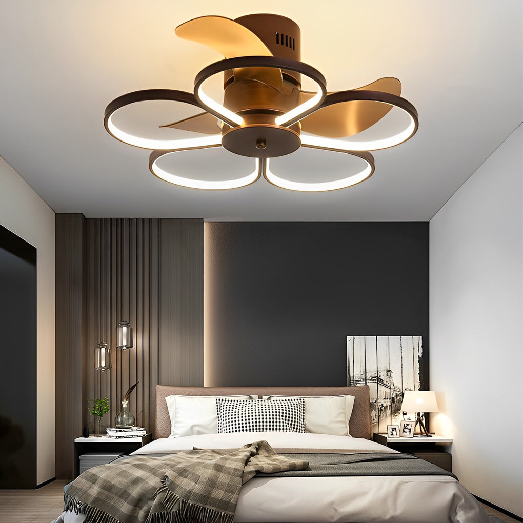 Modern White Bladeless LED Ceiling Fan with Dimmable Light for Living Room