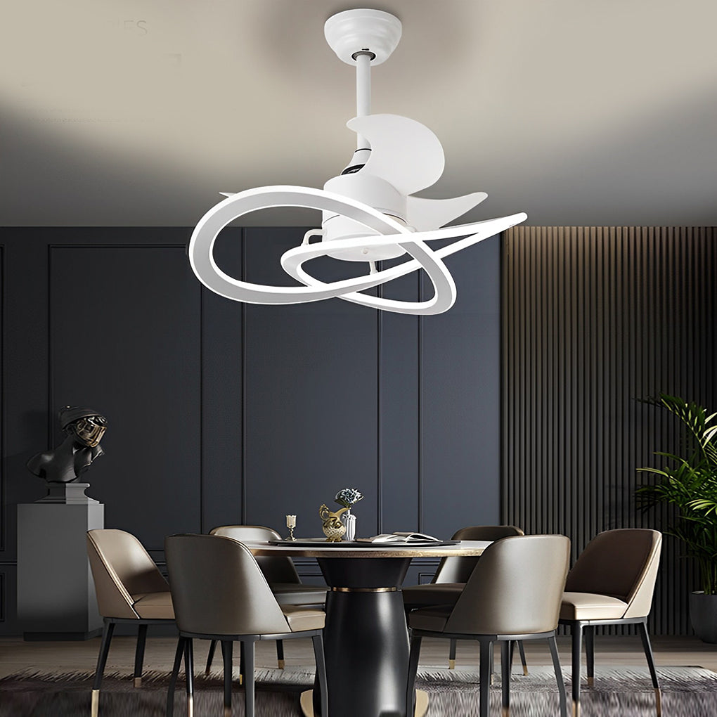 Nordic Bladeless Ceiling Fan with Flower LED Light for Modern Rooms