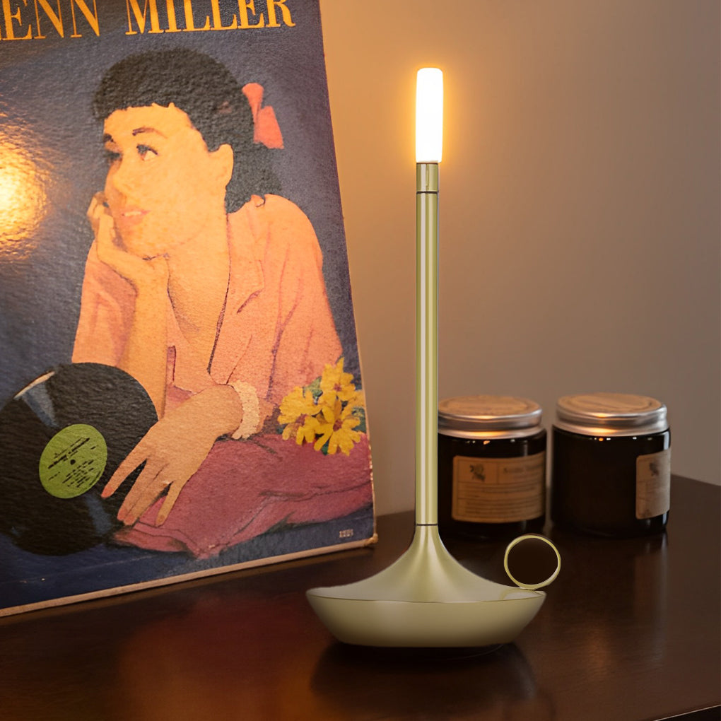Minimalist White Cordless LED Candle Wick Table Lamp for Home Decor