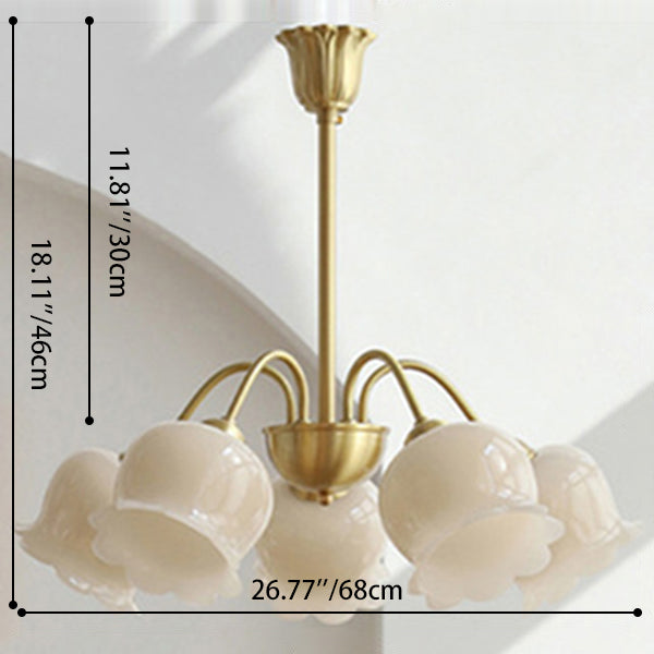 Elegant Brass Bellflower Chandelier with Resin Accents for Living Room