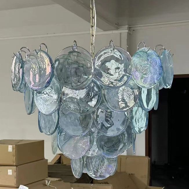 Classic French Floral Iron and Glass Chandelier for Elegant Living Room