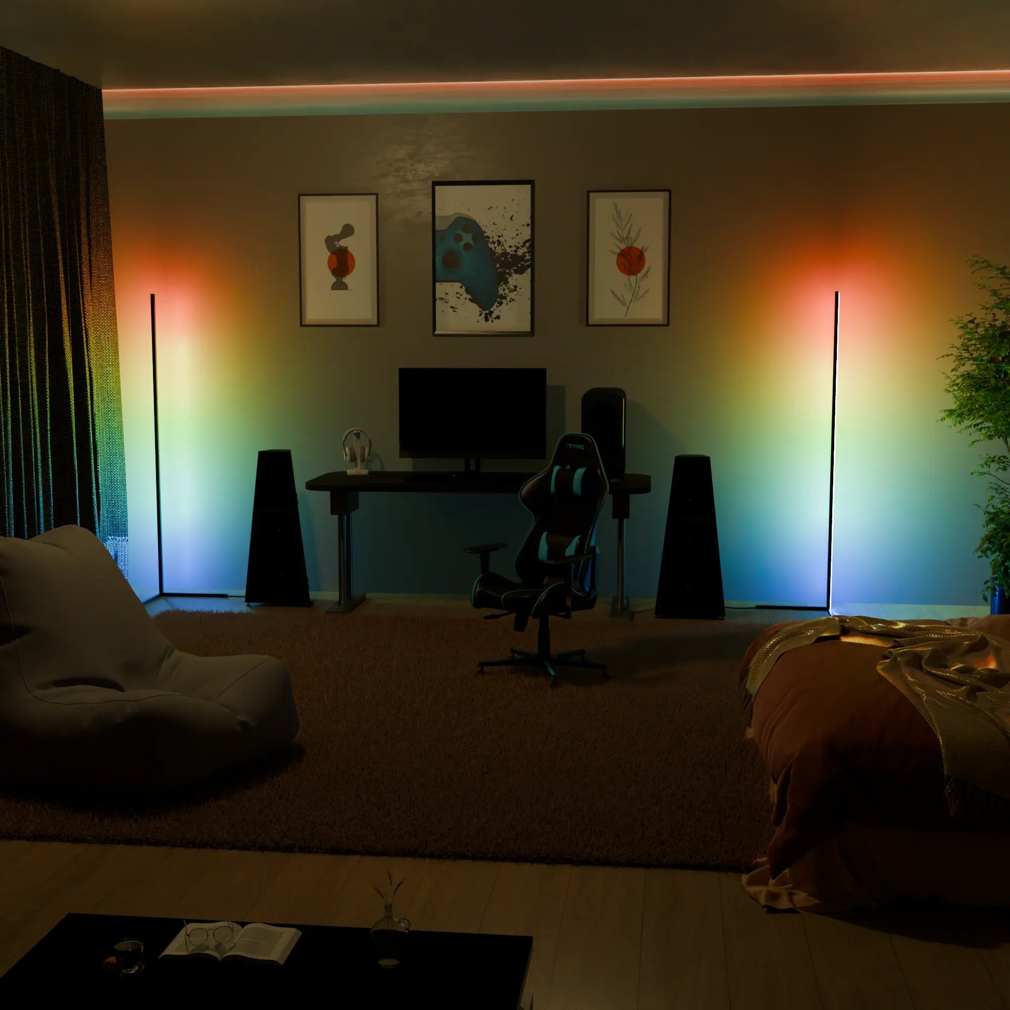 Elegant Modern Black Metal Floor Lamp for Living Room and Bedroom