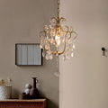 Elegant French Iron and Crystal Floral 1-Light Chandelier for Dining Room