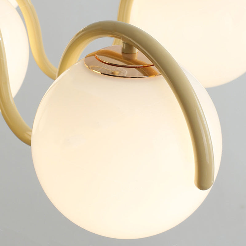 Scandinavian 6-Light Iron Glass Sphere Chandelier for Bedroom Decor