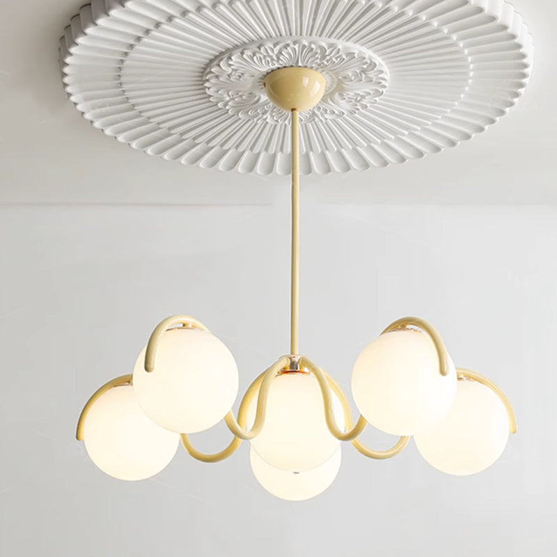 Scandinavian 6-Light Iron Glass Sphere Chandelier for Bedroom Decor