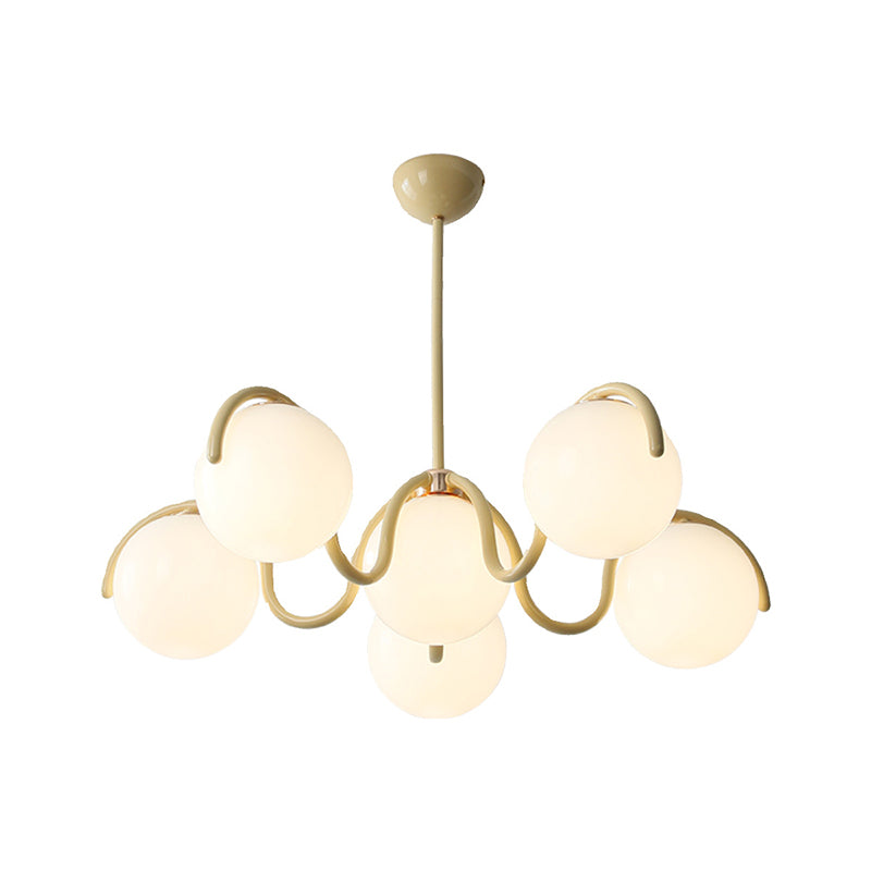 Scandinavian 6-Light Iron Glass Sphere Chandelier for Bedroom Decor