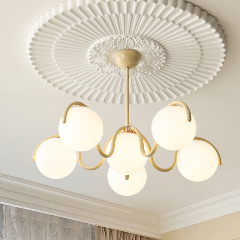 Scandinavian 6-Light Iron Glass Sphere Chandelier for Bedroom Decor