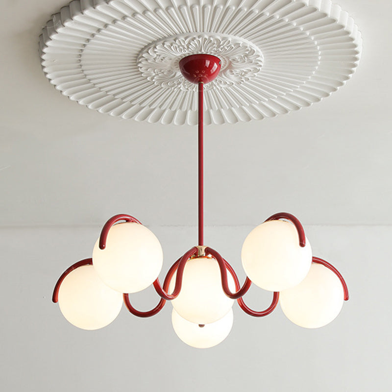 Scandinavian 6-Light Iron Glass Sphere Chandelier for Bedroom Decor
