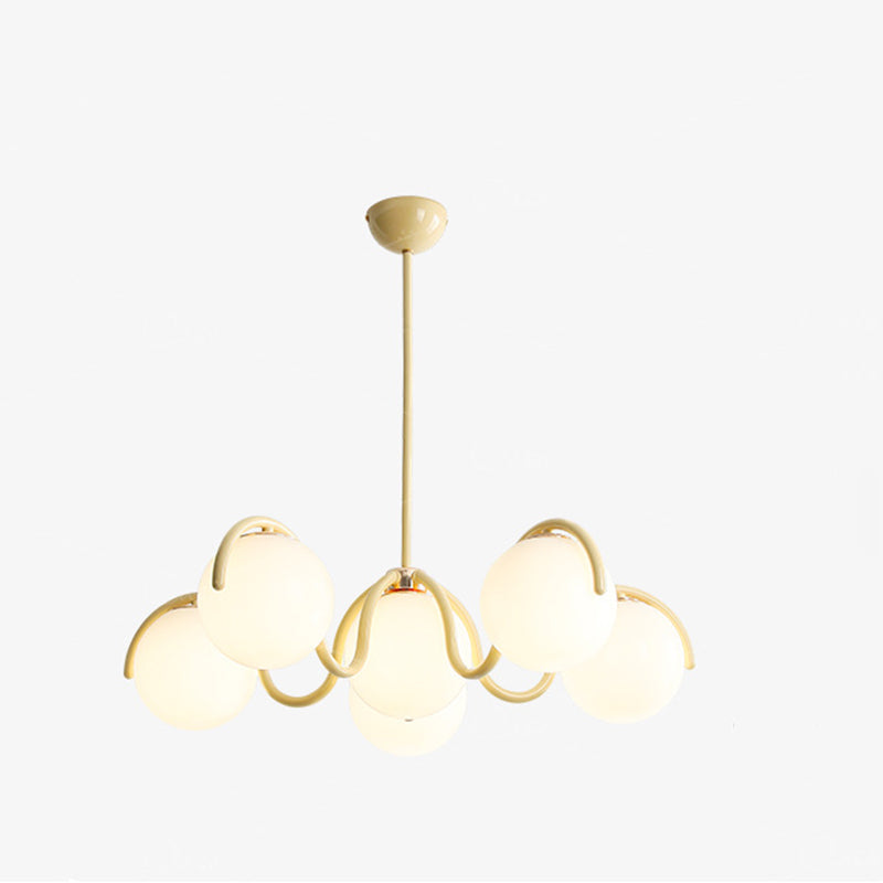 Scandinavian 6-Light Iron Glass Sphere Chandelier for Bedroom Decor