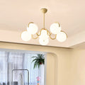 Scandinavian 6-Light Iron Glass Sphere Chandelier for Bedroom Decor