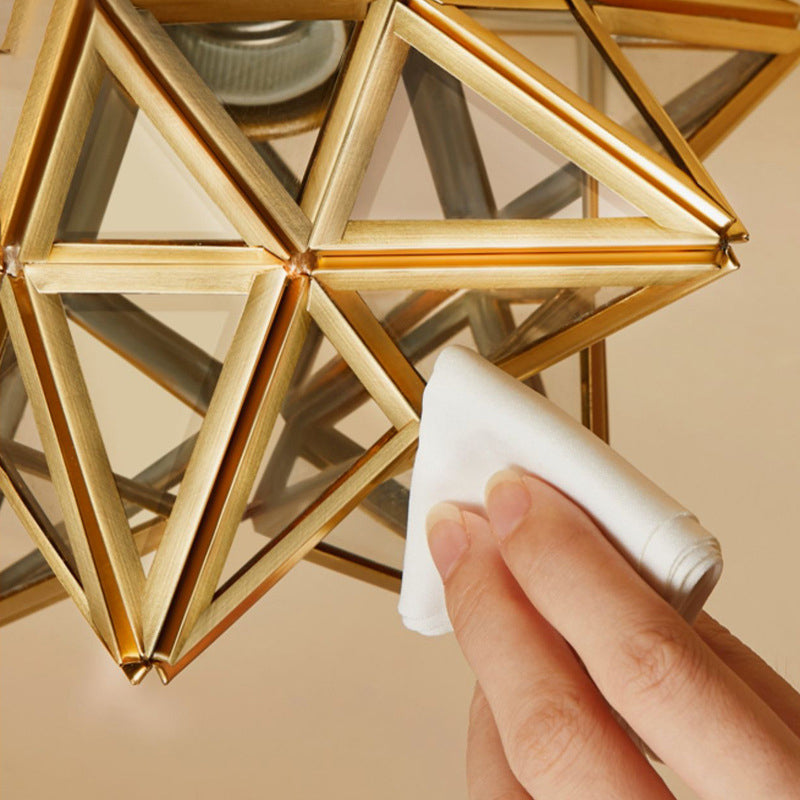 Modern Copper Glass Star Geometric 1-Light Chandelier for Hallway