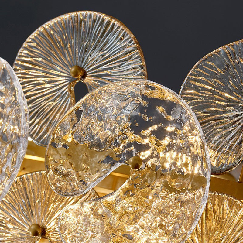 Elegant Copper & Crystal Round Teardrop Chandelier for Living Room