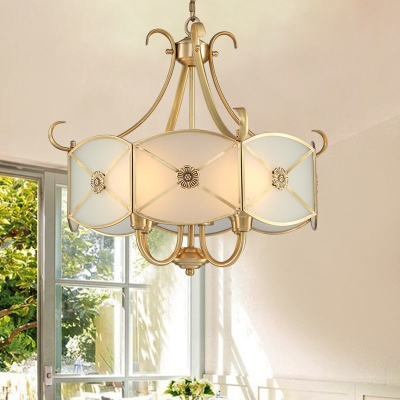 Stylish Retro Copper 4-Light Glass Chandelier for Living Room Décor