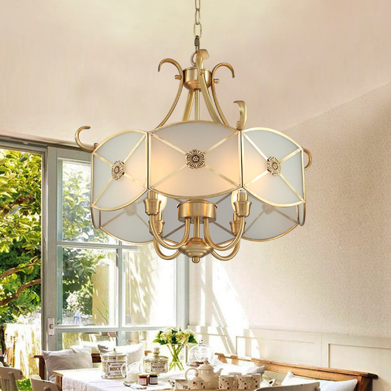 Stylish Retro Copper 4-Light Glass Chandelier for Living Room Décor