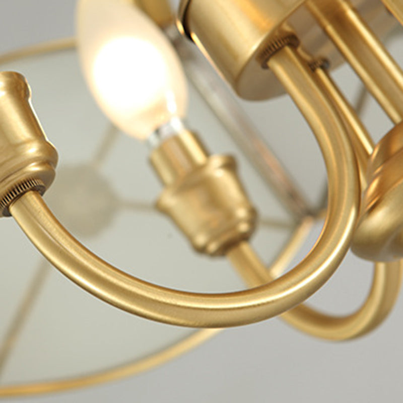 Stylish Retro Copper 4-Light Glass Chandelier for Living Room Décor