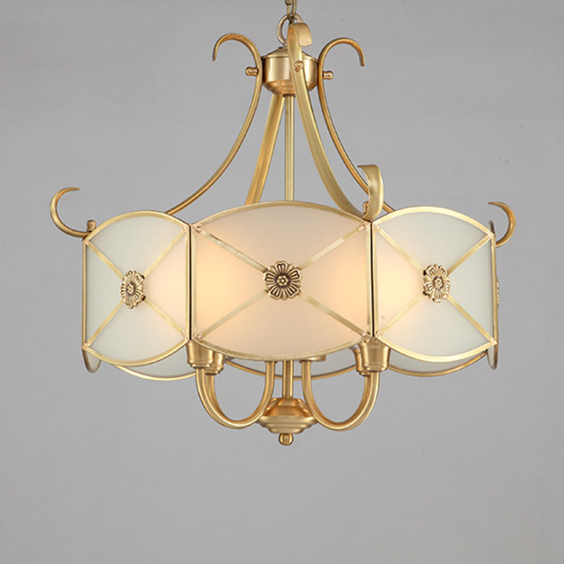 Stylish Retro Copper 4-Light Glass Chandelier for Living Room Décor