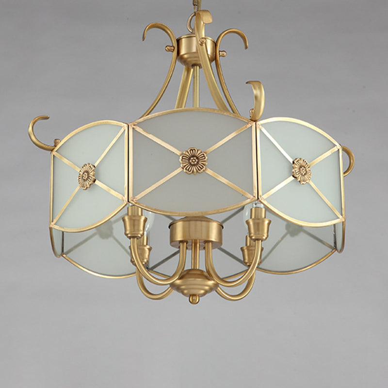 Stylish Retro Copper 4-Light Glass Chandelier for Living Room Décor
