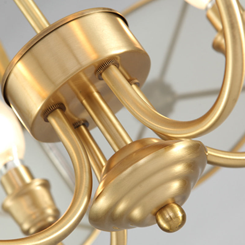 Stylish Retro Copper 4-Light Glass Chandelier for Living Room Décor