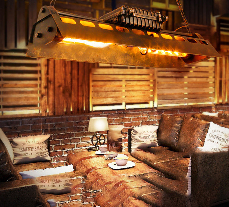 Industrial Black Iron 4-Light Chandelier for Dining Room Island Lighting