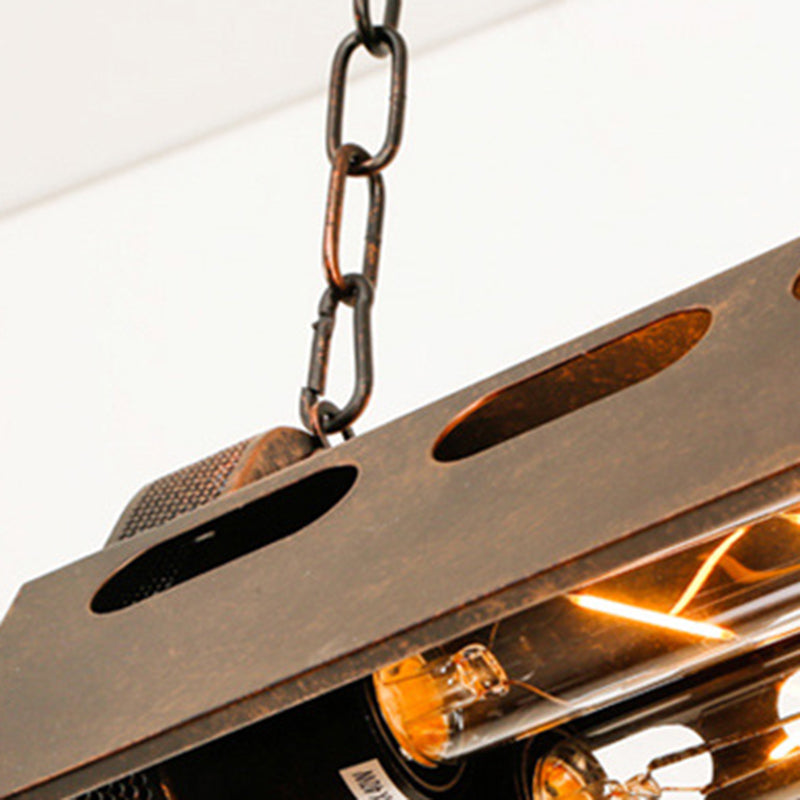 Industrial Black Iron 4-Light Chandelier for Dining Room Island Lighting