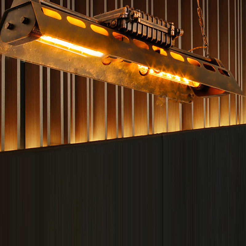 Industrial Black Iron 4-Light Chandelier for Dining Room Island Lighting