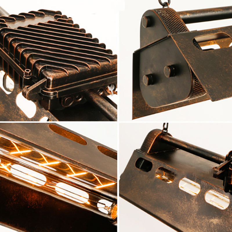 Industrial Black Iron 4-Light Chandelier for Dining Room Island Lighting