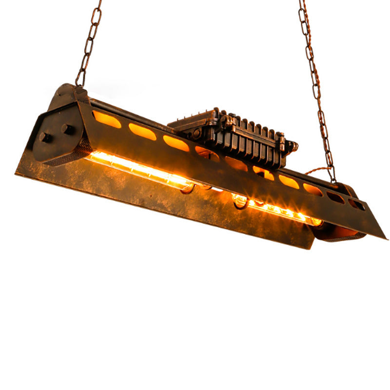 Industrial Black Iron 4-Light Chandelier for Dining Room Island Lighting