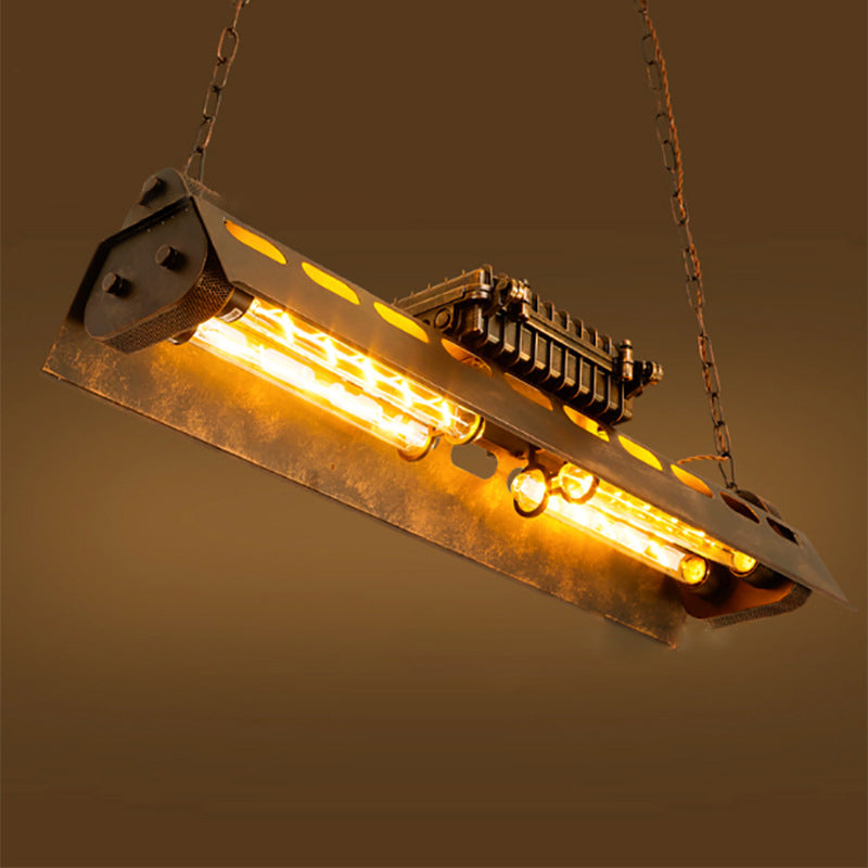 Industrial Black Iron 4-Light Chandelier for Dining Room Island Lighting