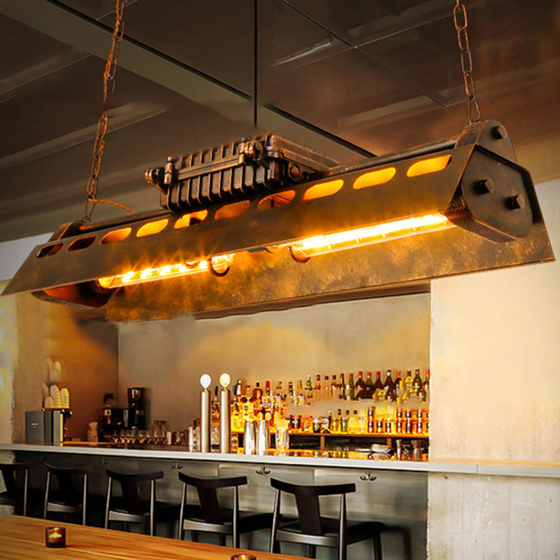 Industrial Black Iron 4-Light Chandelier for Dining Room Island Lighting