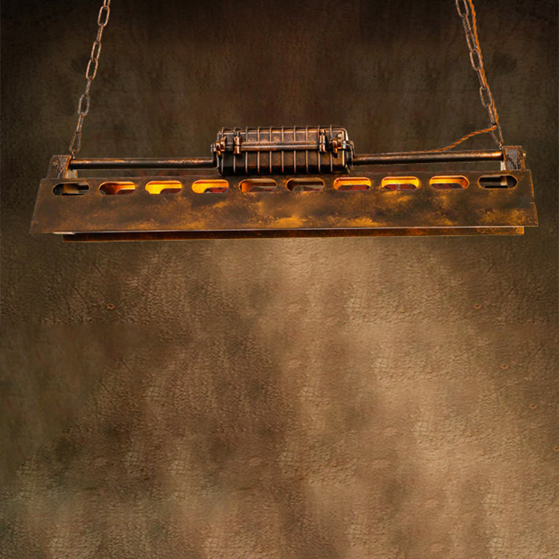Industrial Black Iron 4-Light Chandelier for Dining Room Island Lighting