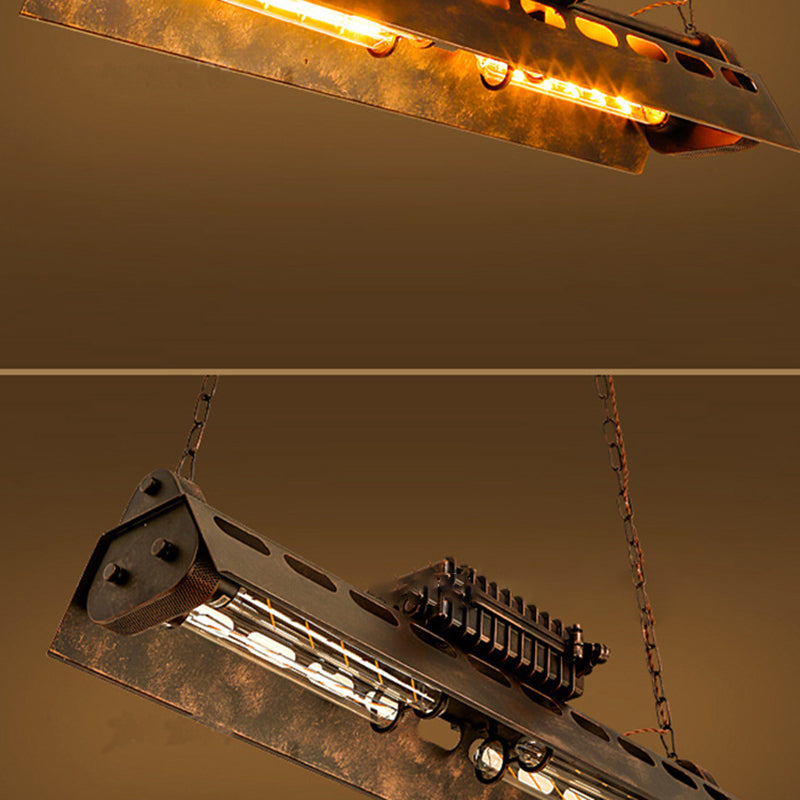 Industrial Black Iron 4-Light Chandelier for Dining Room Island Lighting