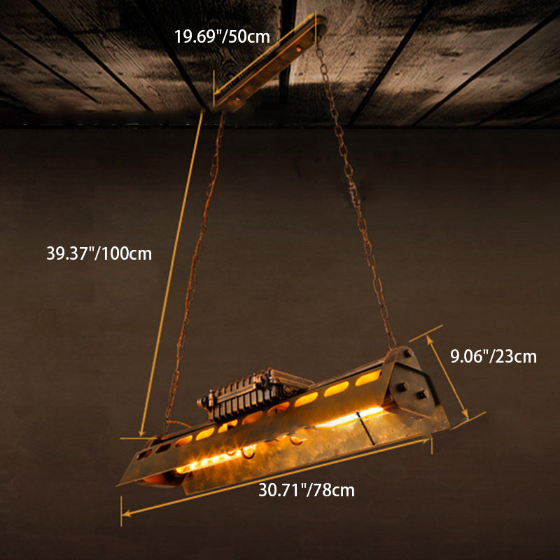 Industrial Black Iron 4-Light Chandelier for Dining Room Island Lighting