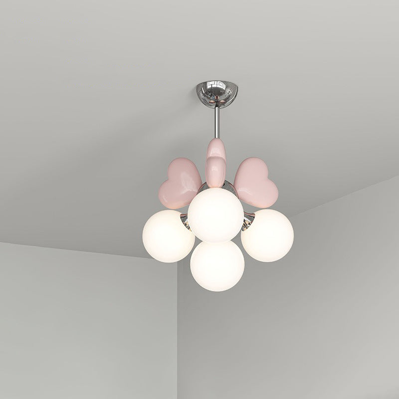 Nordic Cream Heart-Shaped Resin Pendant Chandelier for Living Room