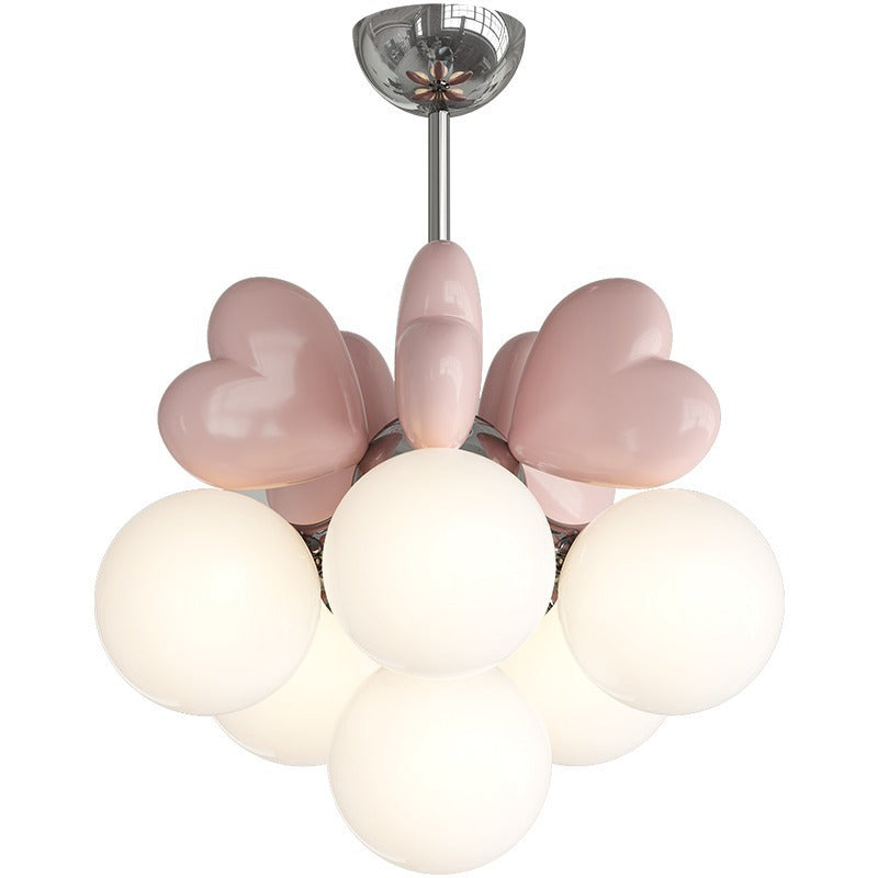 Nordic Cream Heart-Shaped Resin Pendant Chandelier for Living Room