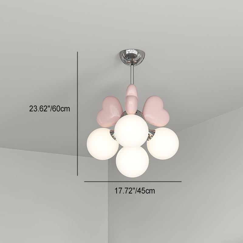 Nordic Cream Heart-Shaped Resin Pendant Chandelier for Living Room