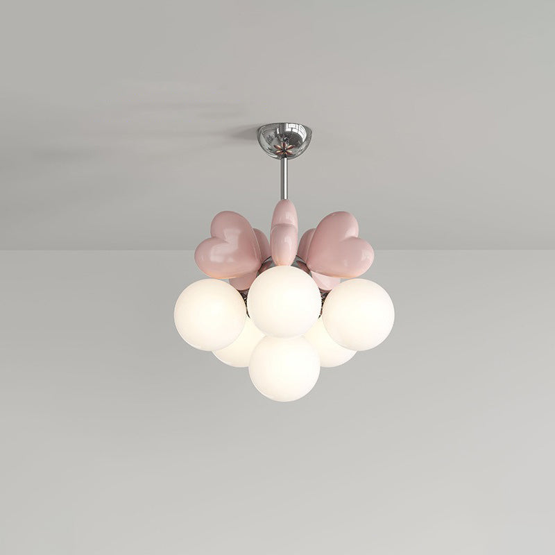 Nordic Cream Heart-Shaped Resin Pendant Chandelier for Living Room