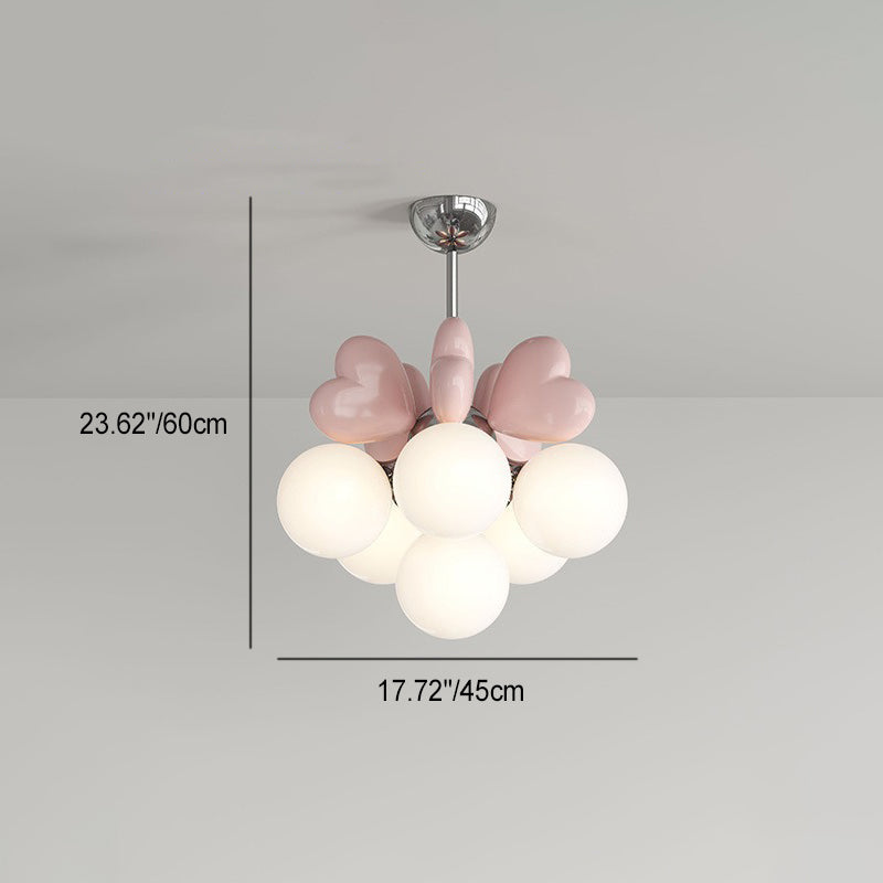 Nordic Cream Heart-Shaped Resin Pendant Chandelier for Living Room